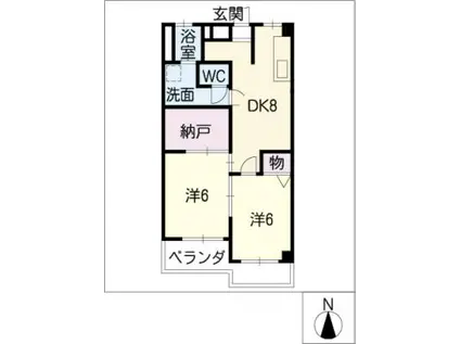 猪村ビルディング(2DK/3階)の間取り写真