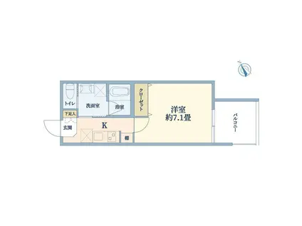 ウェルスクエア吹田(1K/3階)の間取り写真