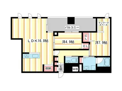 ラヴィーナ奈良(2LDK/8階)の間取り写真