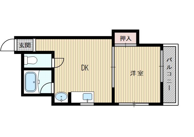 第2ホーユーハイツ(1DK/3階)の間取り写真