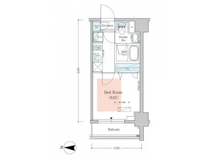 アーバネックス南品川II(1K/4階)の間取り写真