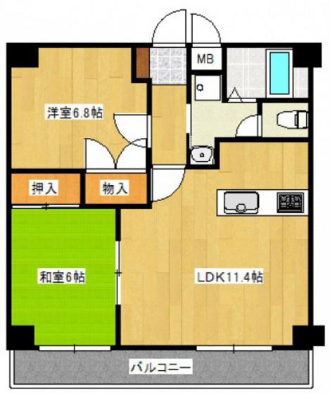 カサグランデI (2LDK/7階)の間取り写真
