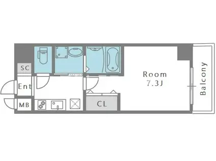 ベルビオラ阿倍野(1K/3階)の間取り写真