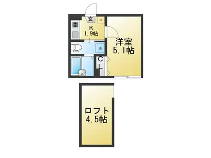 追浜オーシャン(1K/1階)の間取り写真