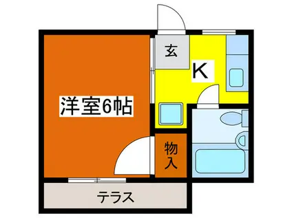 パ-ムハイツ(1K/1階)の間取り写真