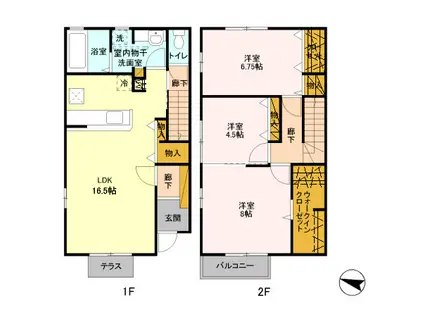 ローズティアラ I(3LDK/1階)の間取り写真