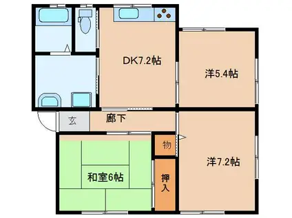 コーポあわらB棟(2LDK/2階)の間取り写真