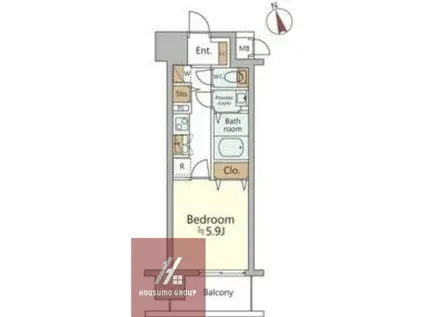 ジオエント福島野田レジデンス(1K/9階)の間取り写真