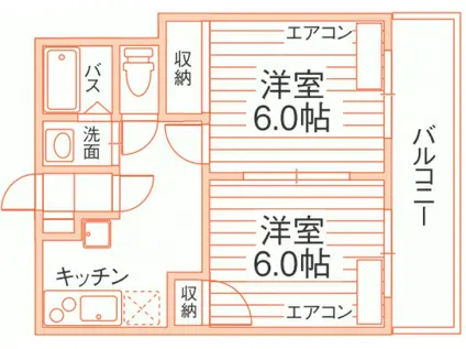 メゾン津島(2DK/1階)の間取り写真
