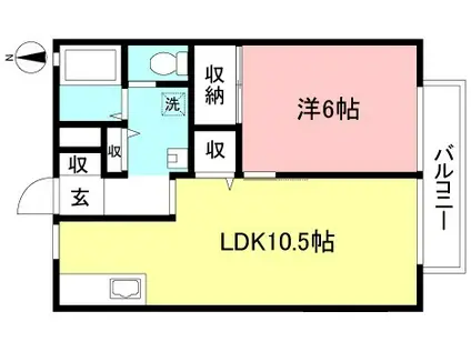パークテラスA(1LDK/2階)の間取り写真
