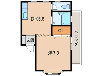 スカイラーク12(1DK/2階)の間取り写真