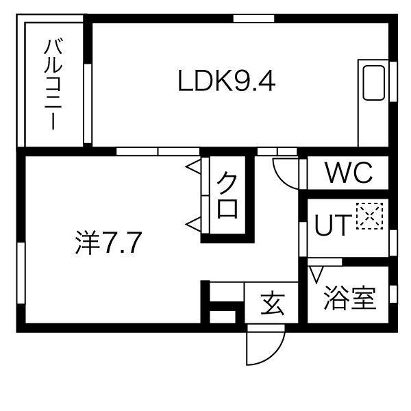 ハーヴェストVI(1LDK/1階)の間取り写真