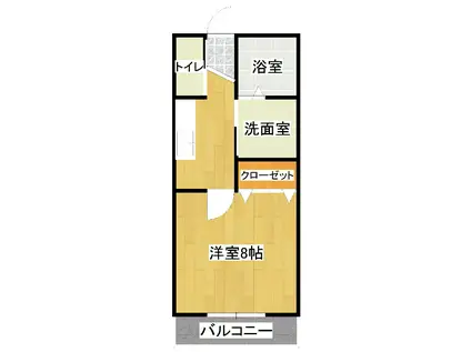 ドミール藤ヶ丘(1K/2階)の間取り写真