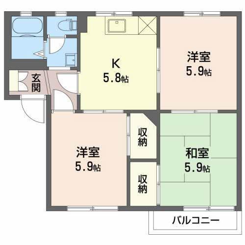 フレグランススギヤマA(3K/1階)の間取り写真