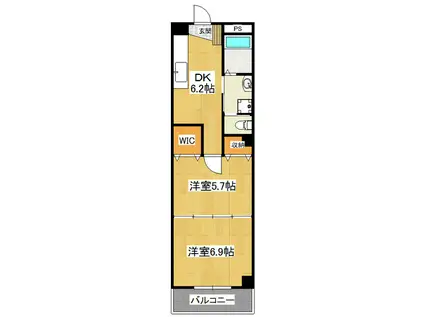 インレット研究学園駅前(2DK/8階)の間取り写真