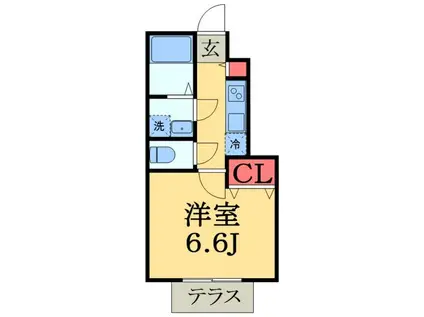 サンクオーレ(1K/1階)の間取り写真