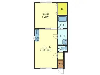 エクレールII(1LDK/2階)の間取り写真