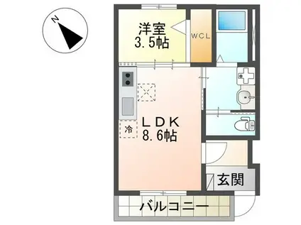 ユーストマ(1LDK/1階)の間取り写真
