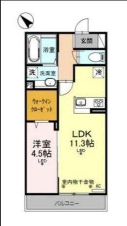 ラルゴ・エスポワール II(1LDK/2階)の間取り写真