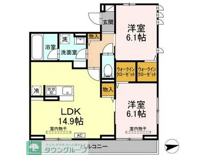 プランドール湘南(2LDK/2階)の間取り写真