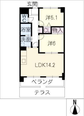 SERENOHARA(2LDK/1階)の間取り写真