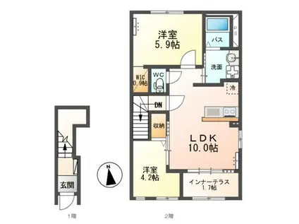 メゾン カメリア(2LDK/2階)の間取り写真