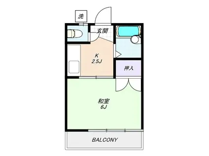 サニーサイド南(1K/1階)の間取り写真