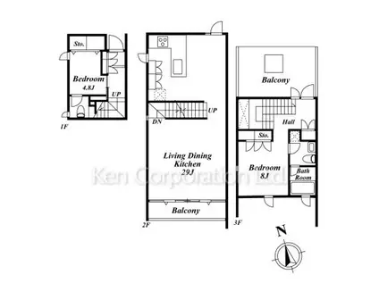 広尾ハウス(2LDK/1階)の間取り写真