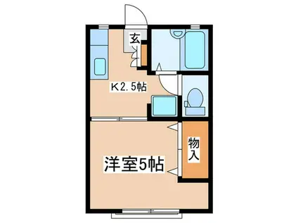 ふれあいタウンA棟(1K/1階)の間取り写真