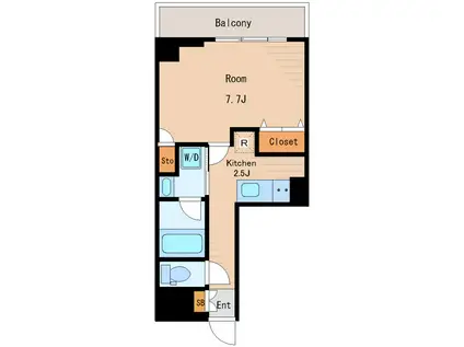 サンピアット東大島(1K/7階)の間取り写真