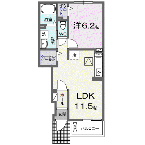 ファミリアーレ(1LDK/1階)の間取り写真