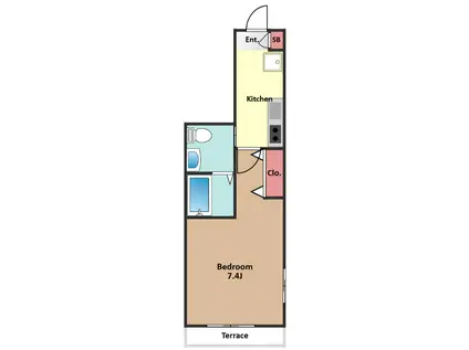 オアシスQ(1K/1階)の間取り写真