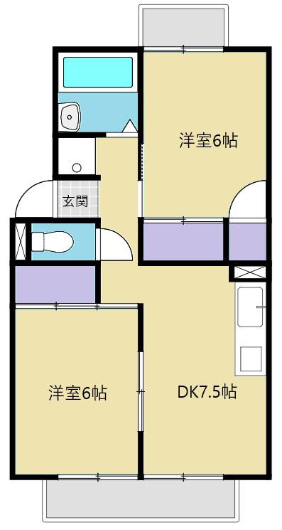 セジュール南光台I(2DK/2階)の間取り写真