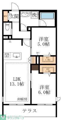 CASA TIGREカーサ ティグレ(2LDK/1階)の間取り写真