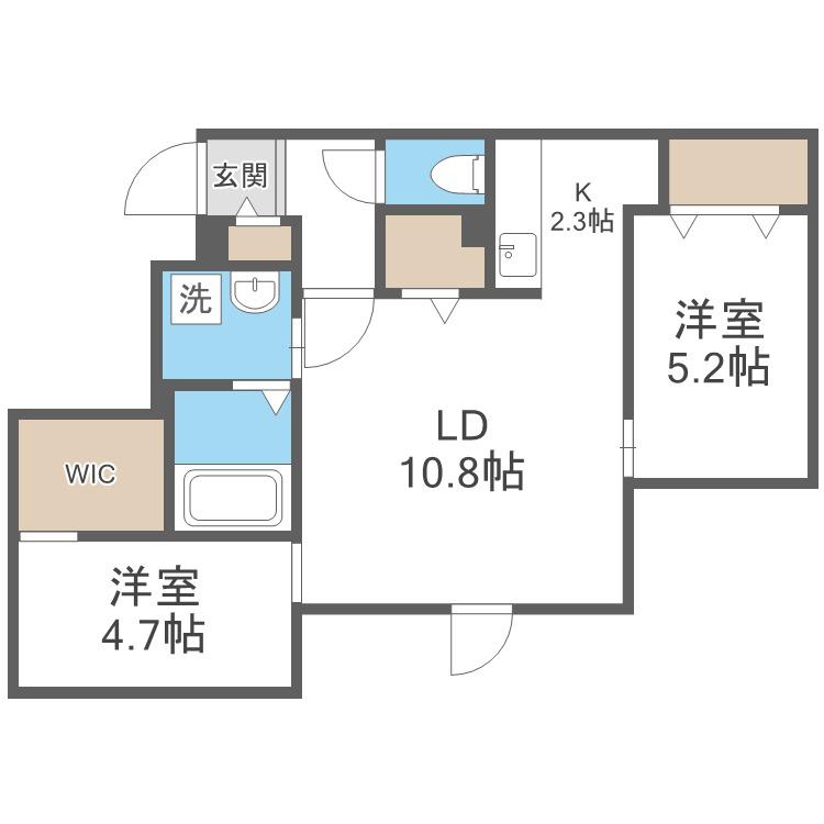 LE CLAIR MINAMIMARUYAMA(2LDK/1階)の間取り写真