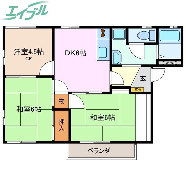エスパシオ芝田 B棟(3DK/2階)の間取り写真