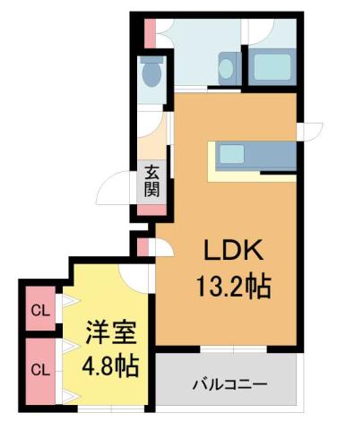 シャーメゾンMV-VII(1LDK/2階)の間取り写真