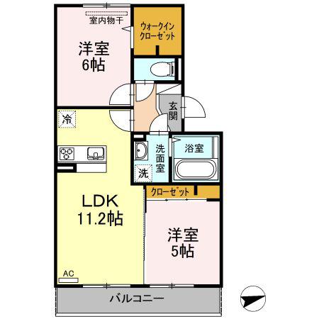 カーサ・ソレイユII(2LDK/3階)の間取り写真