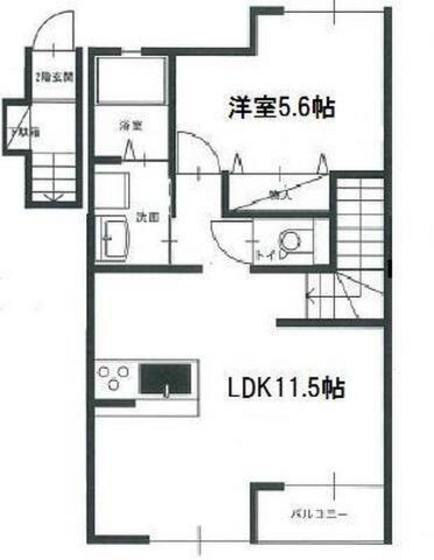 クレア 南棟(1LDK/2階)の間取り写真