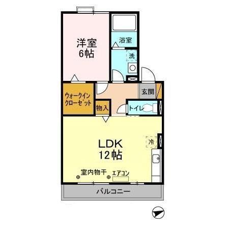 オリーブガーデンC(1LDK/2階)の間取り写真