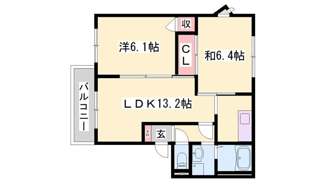 フレグランス北平野(2LDK/2階)の間取り写真