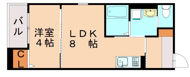 ROBOT HOME 竹下(1LDK/1階)の間取り写真