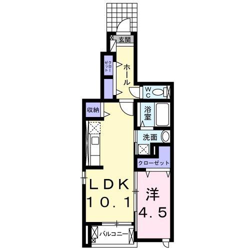 ラッフィナートII(1LDK/1階)の間取り写真