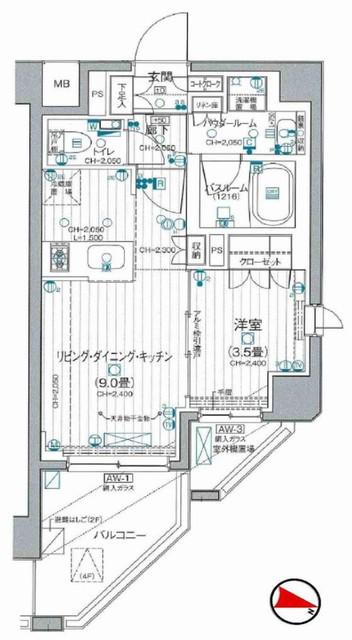 デュオステージ北千住II(1LDK/2階)の間取り写真