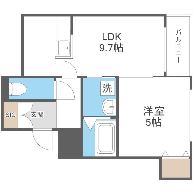 JUNESSE北18条(1LDK/1階)の間取り写真