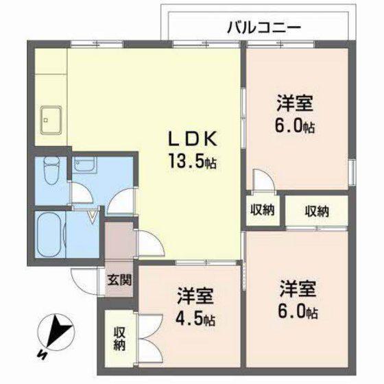 セジュール藪田(3LDK/1階)の間取り写真