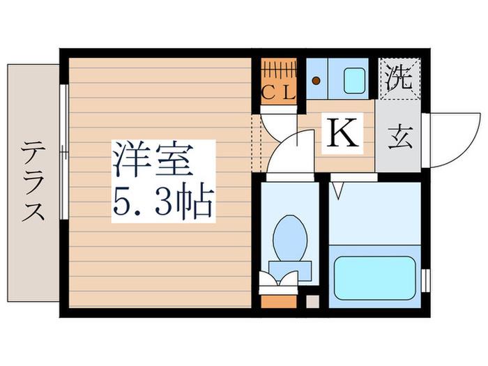 ボーセジュール(ワンルーム/1階)の間取り写真