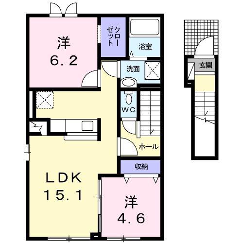 JR千歳線 苫小牧駅 バス乗車時間:24分 最寄りバス停で下車 徒歩7分 2階建 築12年(2LDK/2階)の間取り写真