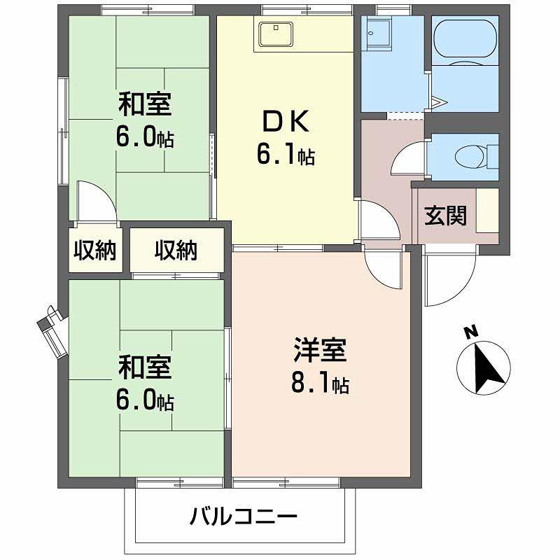 マナハイツ A棟(3DK/1階)の間取り写真