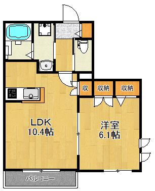 LILA高津(1LDK/2階)の間取り写真